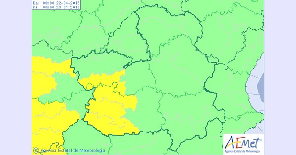 Mapa de avisos de la Aemet