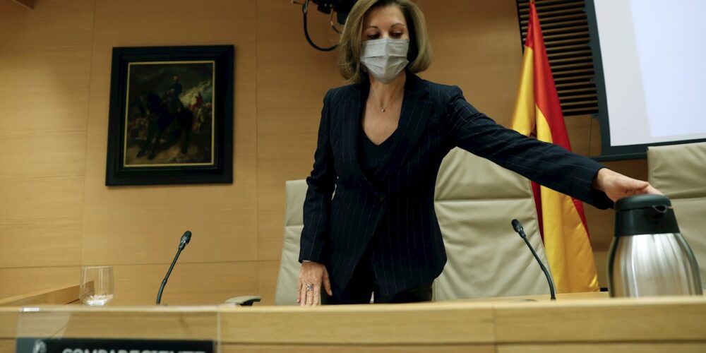 María Dolores de Cospedal, en una imagen de archivo durante la Comisión de Investigación de la Kitchen, en el Congreso de los Diputados. EFE/Mariscal.