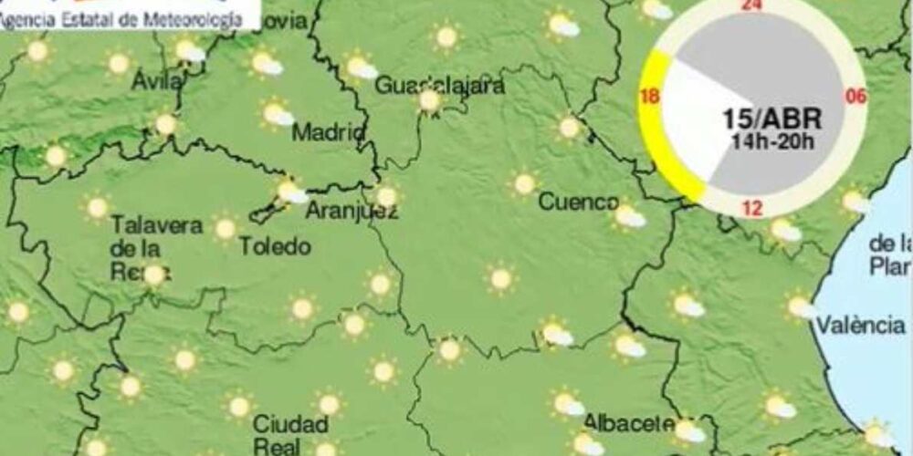 Este es el mapa del tiempo de la Aemet para hoy sábado en CLM.