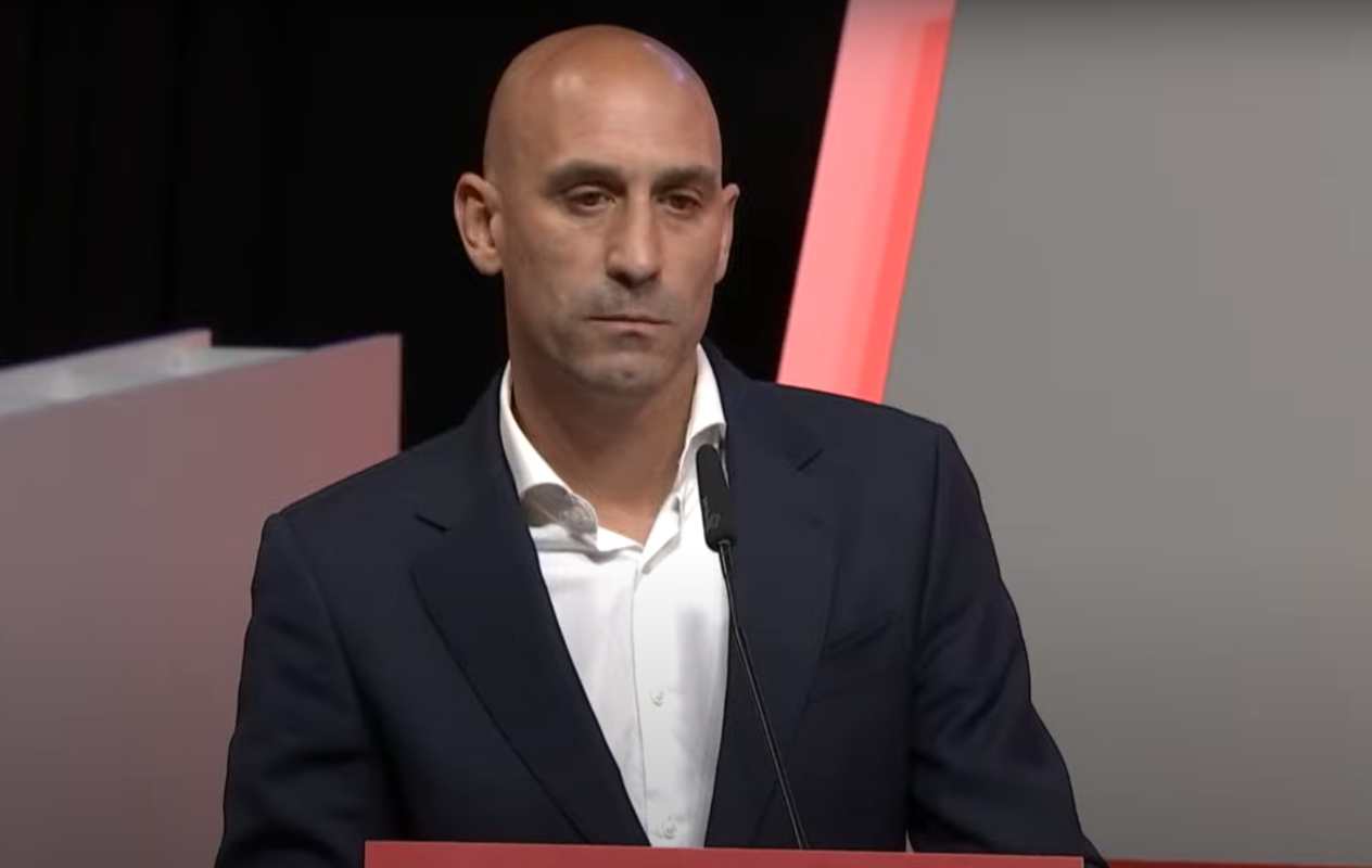 Luis Rubiales durante su discurso en la sede de la Federación.