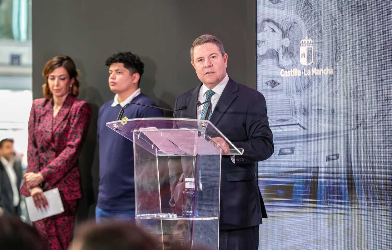 El presidente de Castilla-La Mancha, Emiliano García-Page, en la inauguración de Fitur.