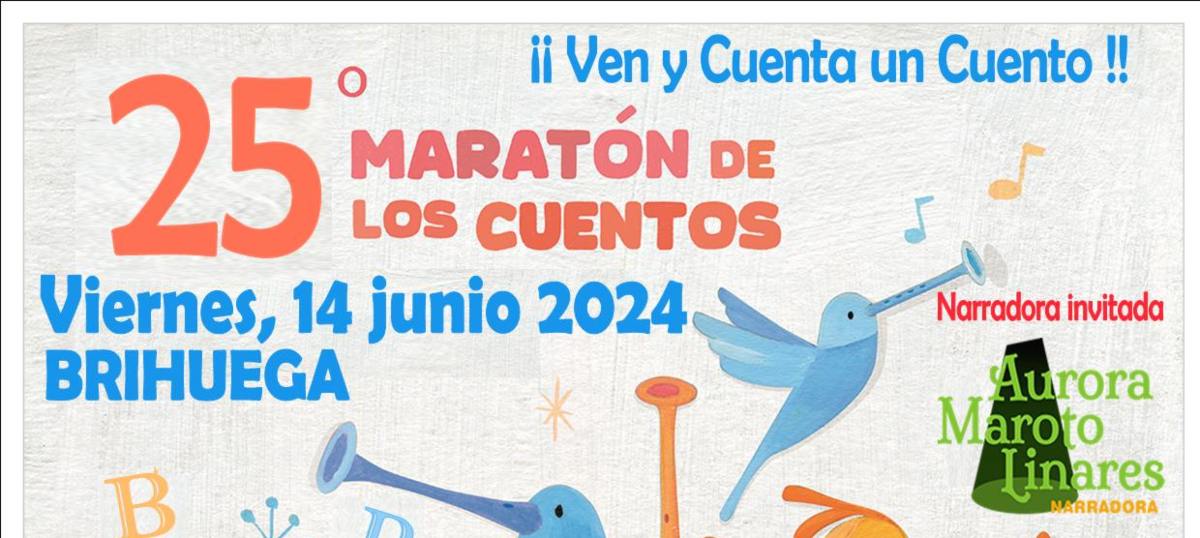Cartel 25 Maratón de Cuentos en Brihuega el 14 de junio
