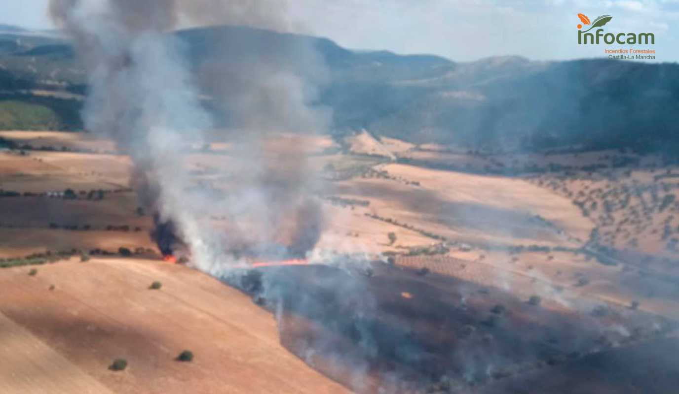 Imagen del incendio forestal declarado en Puebla de don Rodrigo.