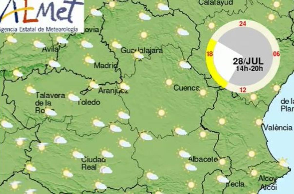 Como se aprecia en la imagen, habrá algunas nubes este domingo en CLM.