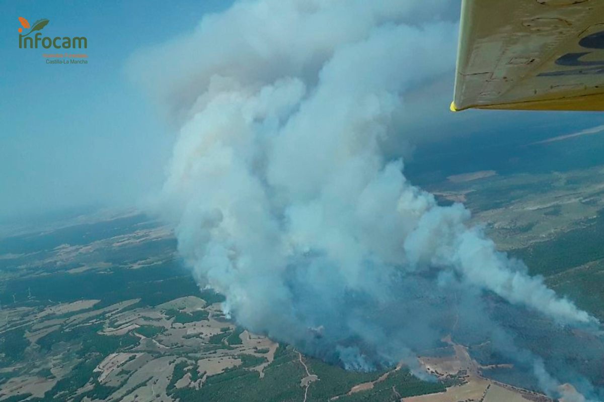 Incendio forestal declarado este martes en Valverdejo (Cuenca).