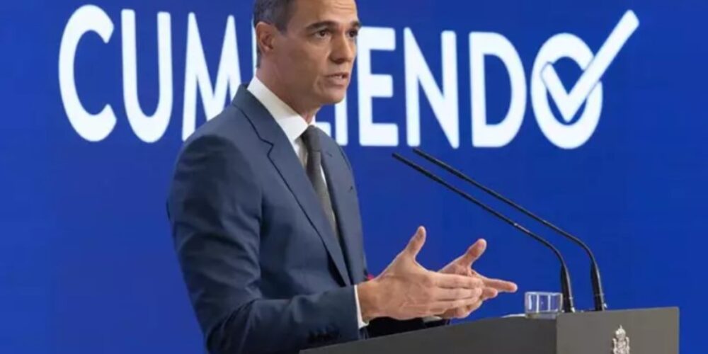 Pedro Sánchez, en su comparecencia de hoy miércoles. Foto: EP.