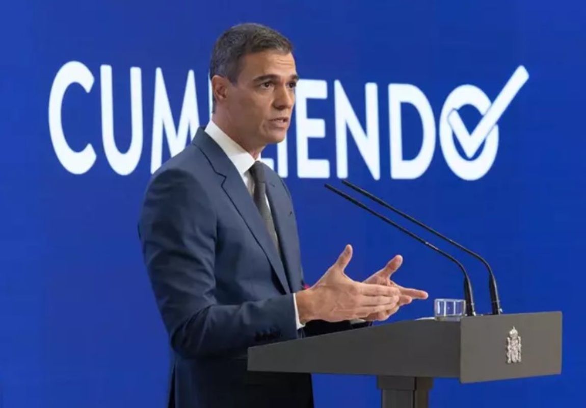 Pedro Sánchez, en su comparecencia de hoy miércoles. Foto: EP.