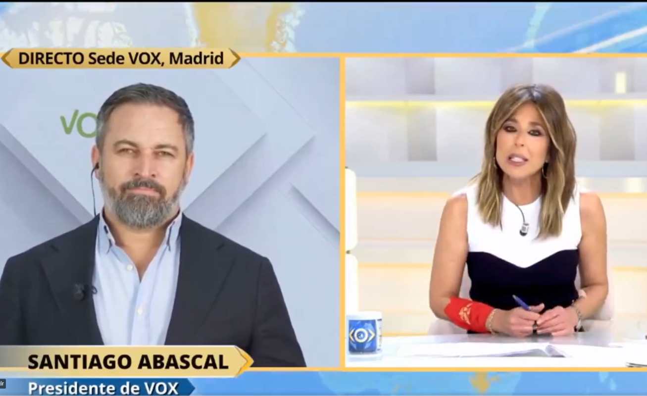 Santiago Abascal, entrevistado en Telecinco.