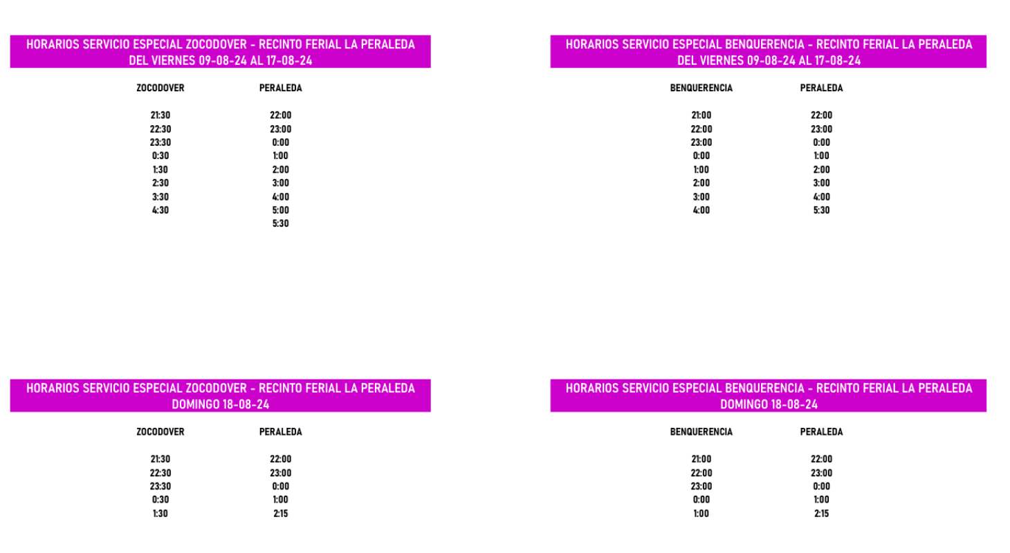 Horarios de los autobuses urbanos.