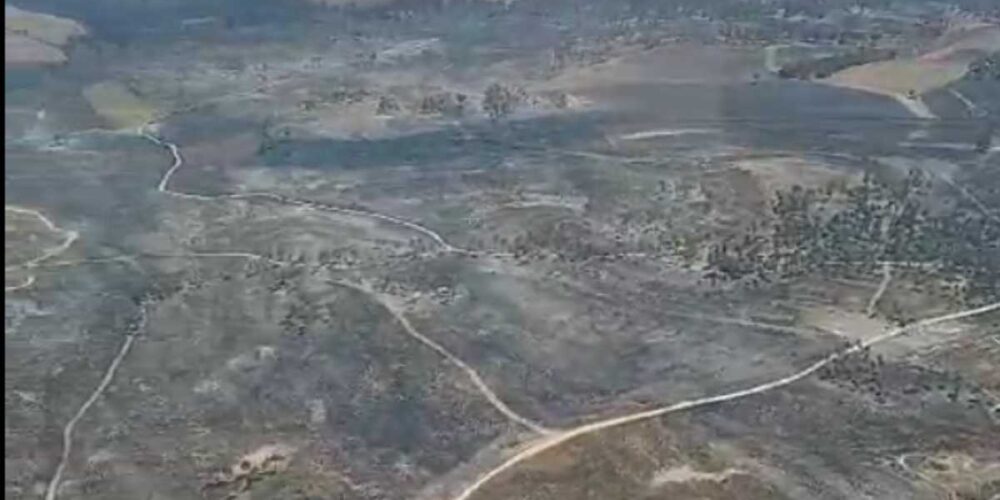 Vista aérea del incendio de Valverdejo.