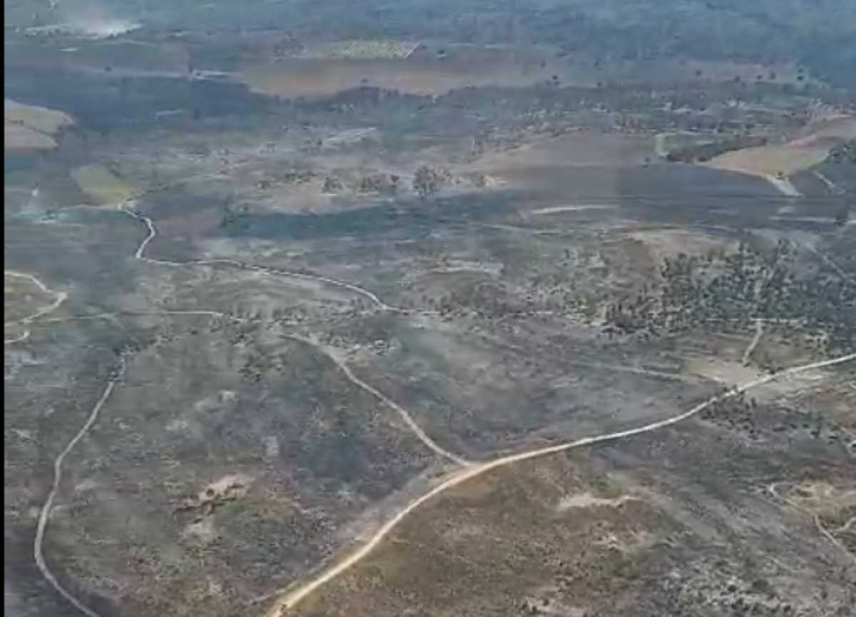 Vista aérea del incendio de Valverdejo.