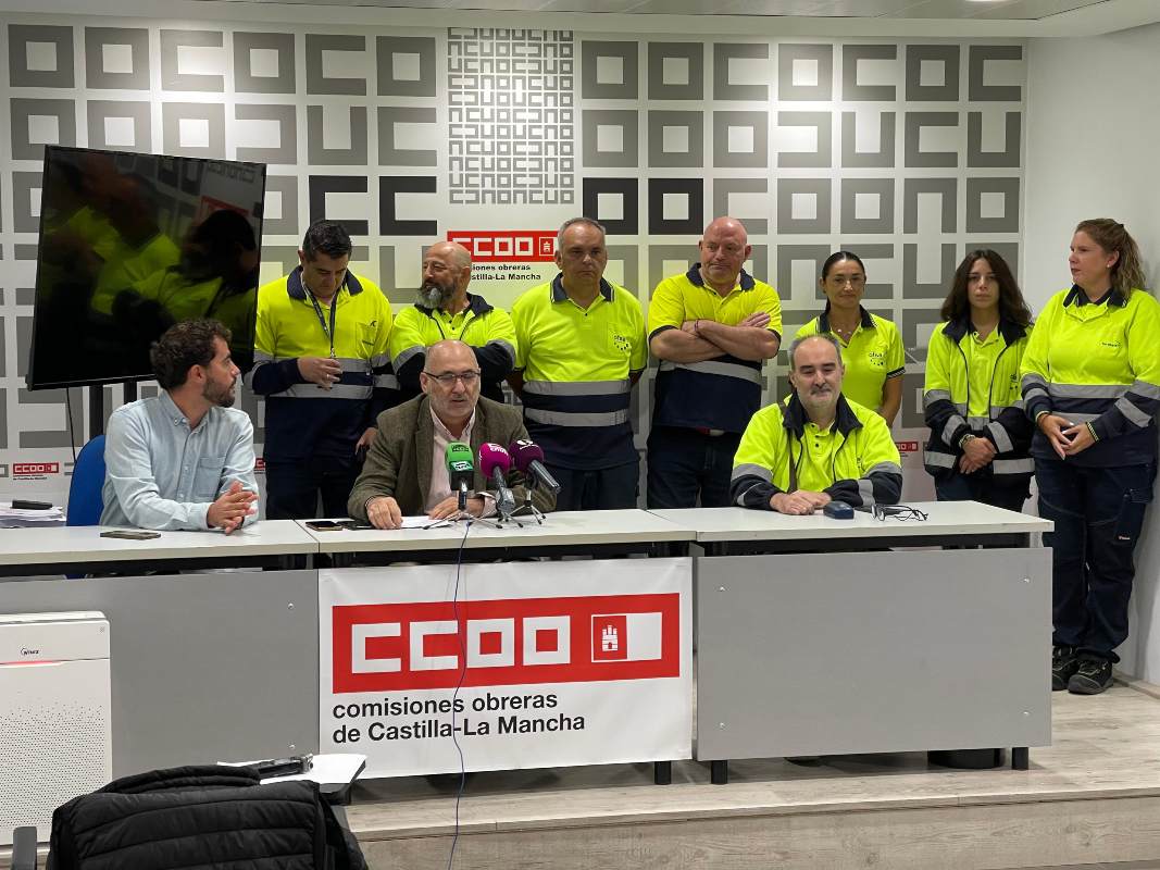 Rueda de prensa que dio CCOO en Marchamalo.