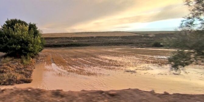 Detalle de cómo cayó el agua en Higueruela (Albacete). Foto: @meteoHellin.