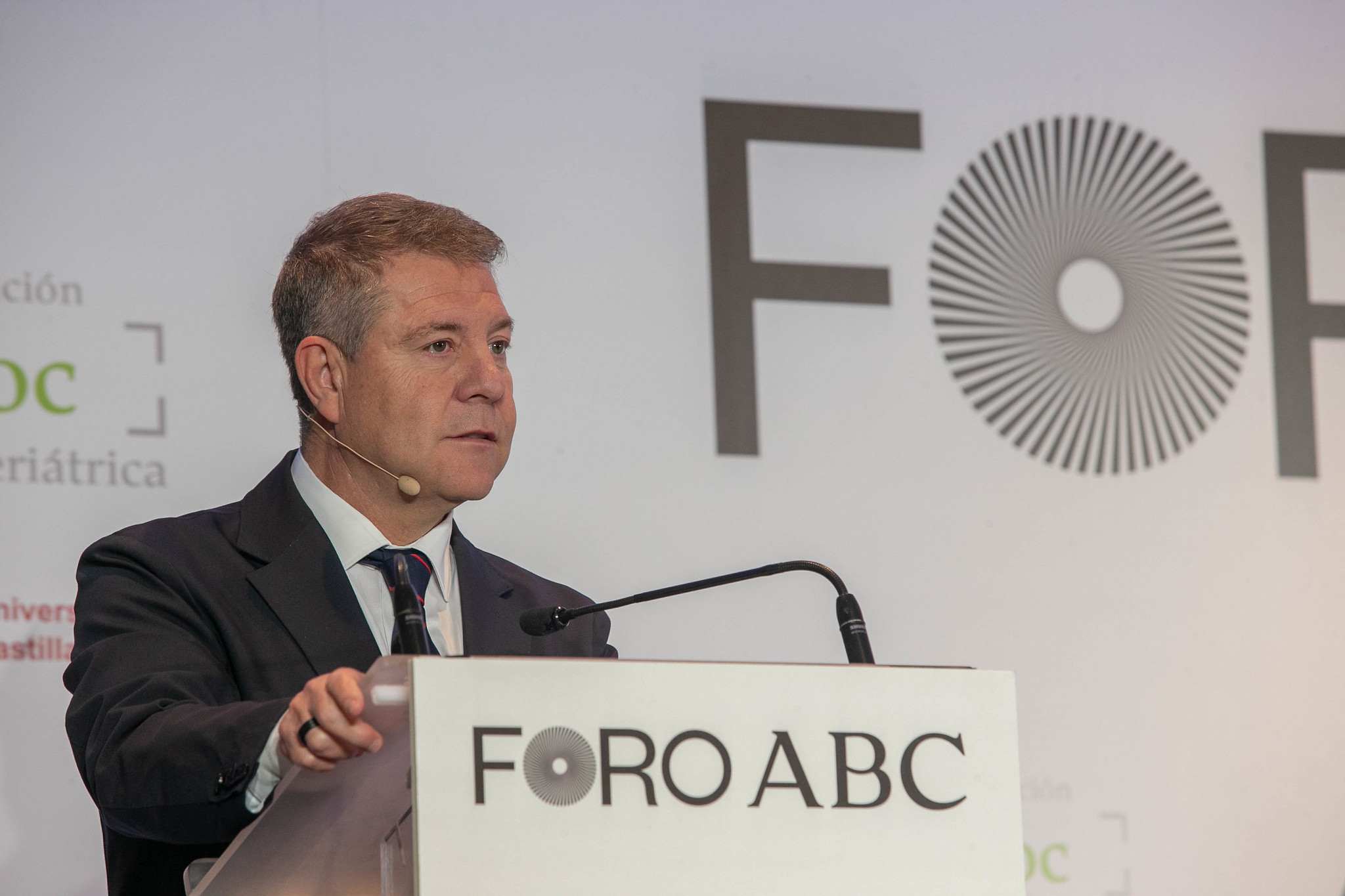 El presidente de C-LM, Emiliano García-Page, en el Foro ABC en Madrid.