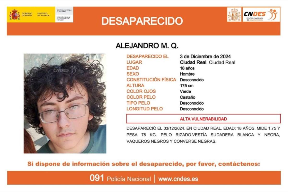 Alerta de desaparición de Alejandro M.Q