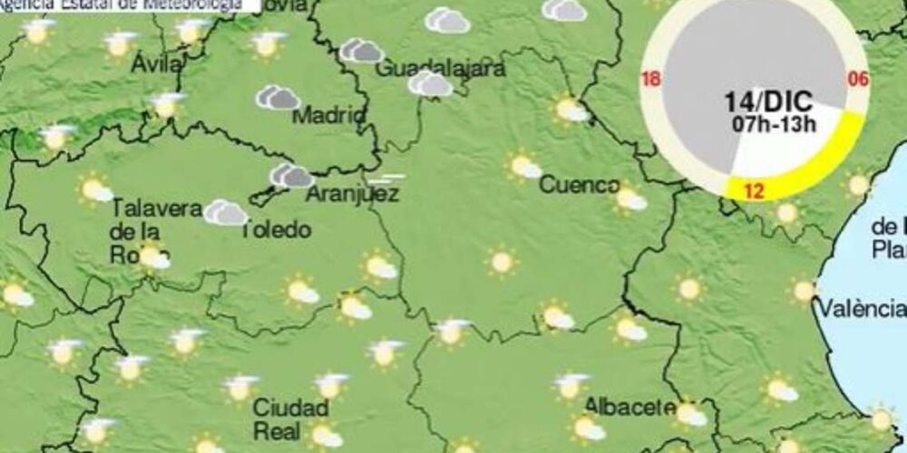 El mapa del tiempo en CLM para el sábado.