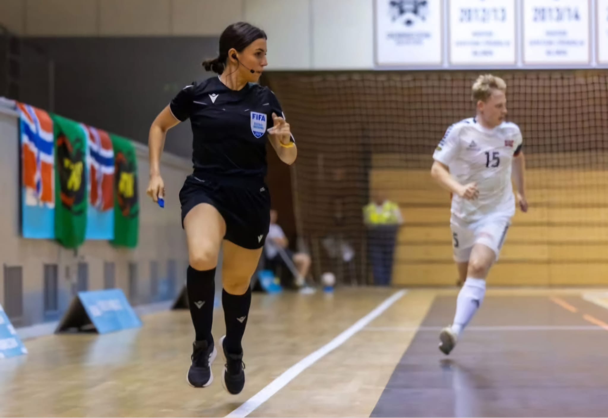 La árbitra toledana, en un un partido del Europeo Universitario, en Hungría.