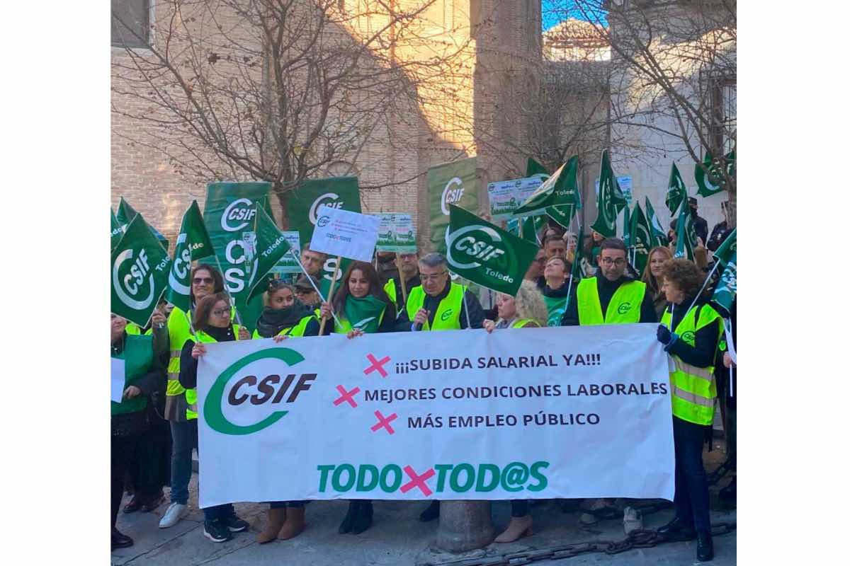 Movilización de CSIF este lunes en Toledo. Foto: CSIF