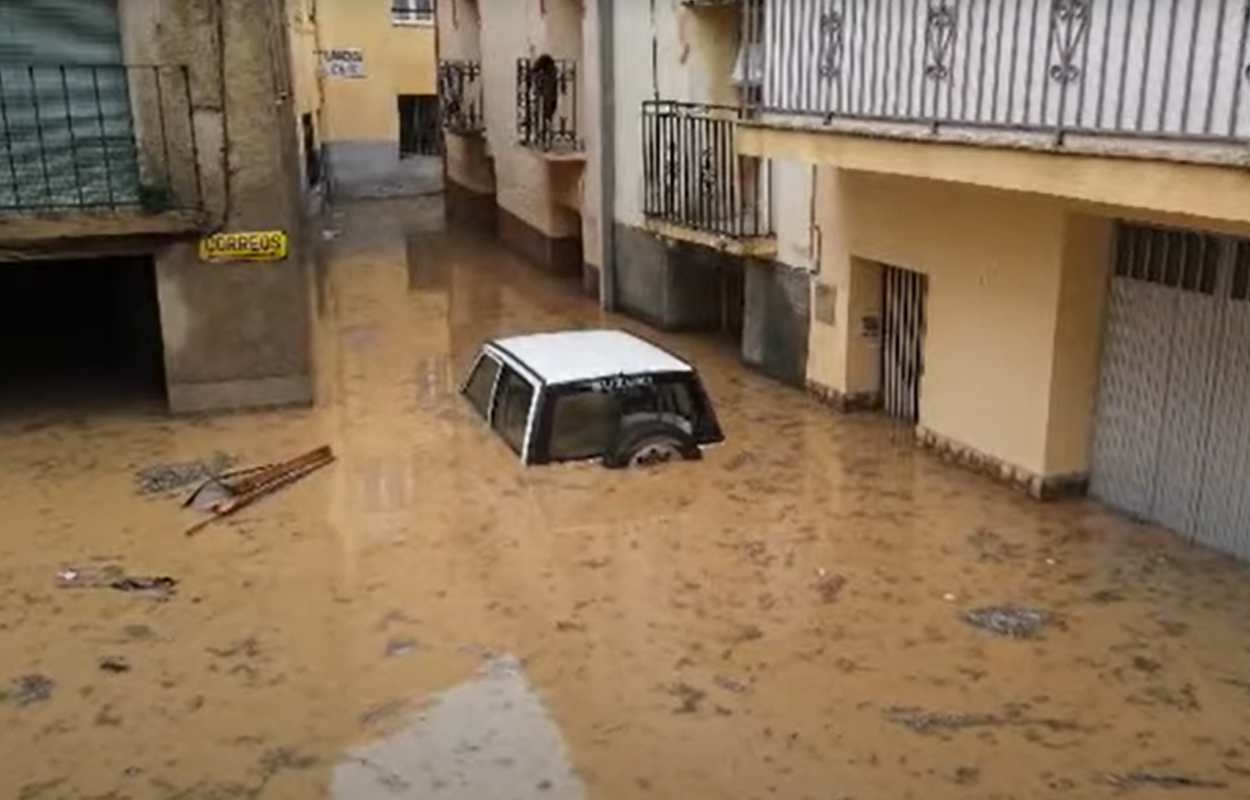 Imagen de las inundaciones como Villel de Mesa.