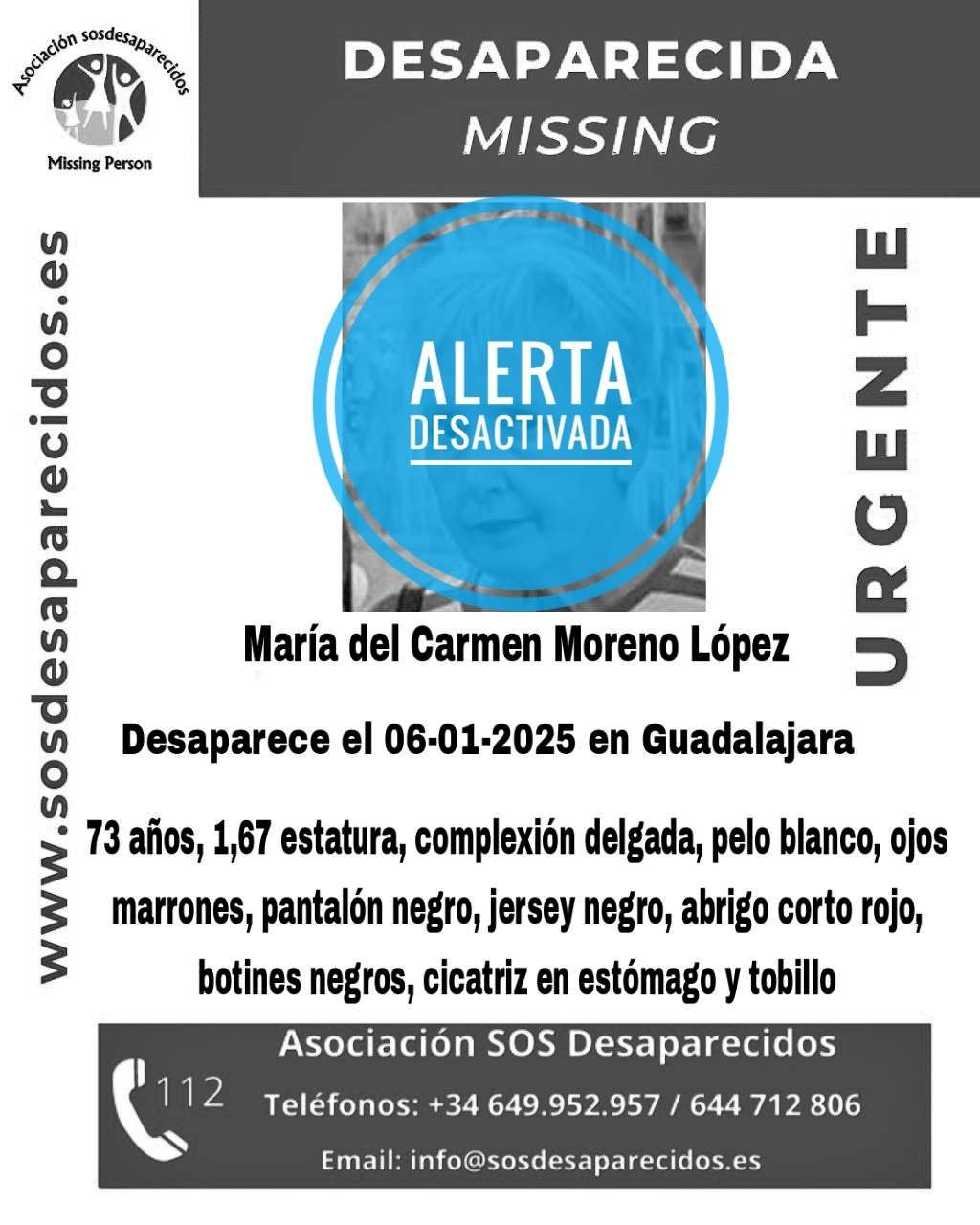 Cartel María Del Carmen Alerta Desactivada