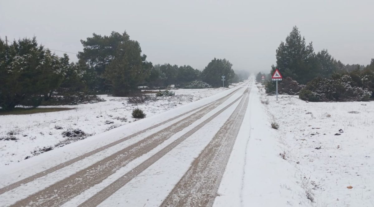 Nieve en carretera Huertapelayo