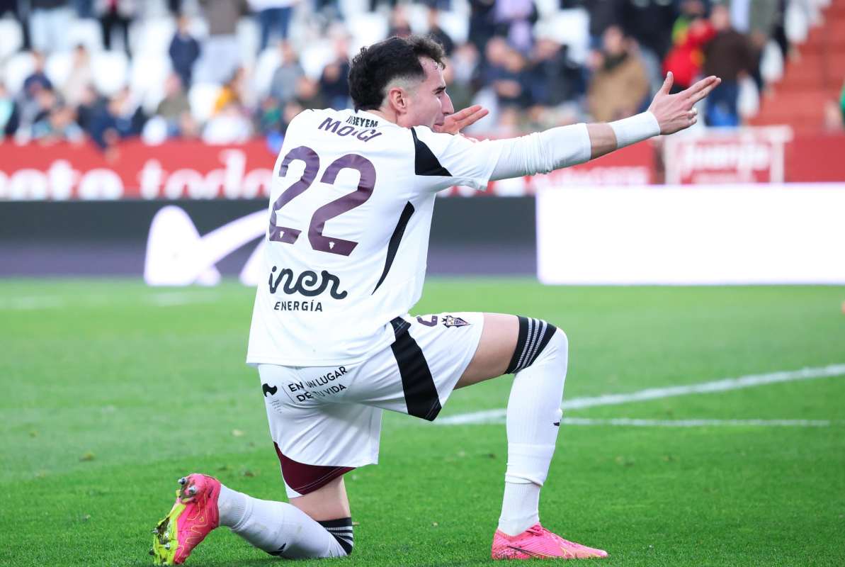 Morci celebra el segundo gol de su equipo, el Albacete. Foto: Albacete Balompié.