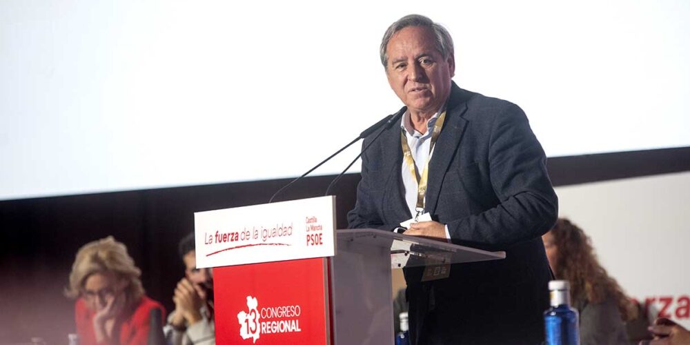 El presidente de la CECAM, Ángel Nicolás, en el XIII Congreso del PSOE de Castilla-La Mancha. Foto: ENCLM/Rebeca Arango