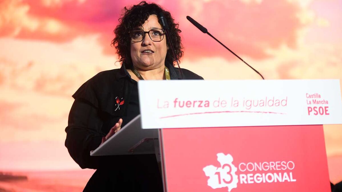 La presidenta de la gestora de UGT de Castilla-La Mancha, Patricia Ruiz, en el XIII Congreso del PSOE de Castilla-La Mancha. Foto: ENCLM/Rebeca Arango