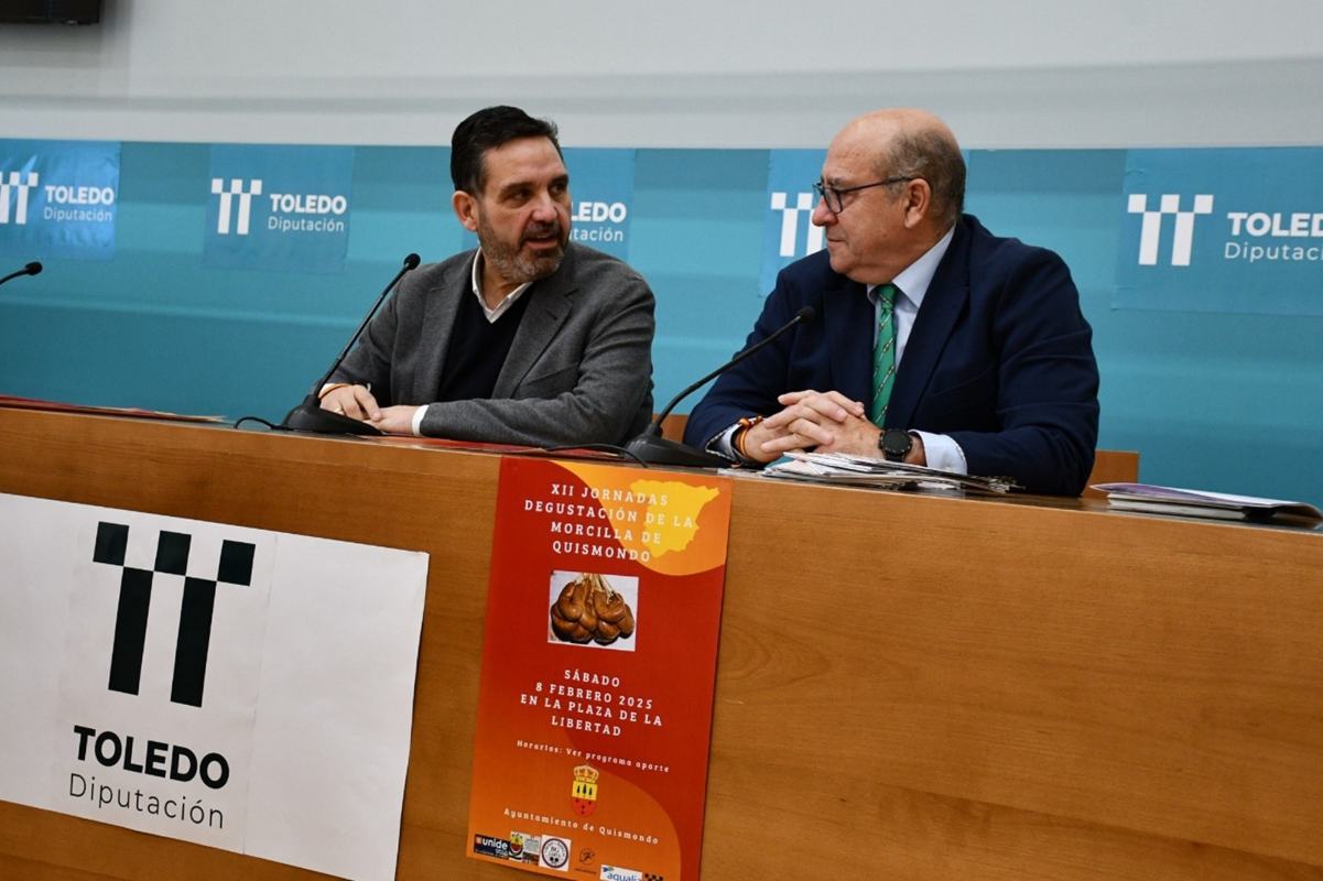 Joaquín Romera (izquierda) y José Eugenio del Castillo presentaron las Jornadas de degustación de la morcilla de Quismondo.