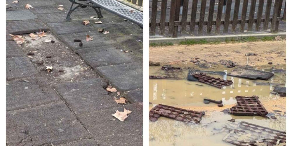 Destrozos en parques infantiles de Talavera. Foto: PSOE de Talavera