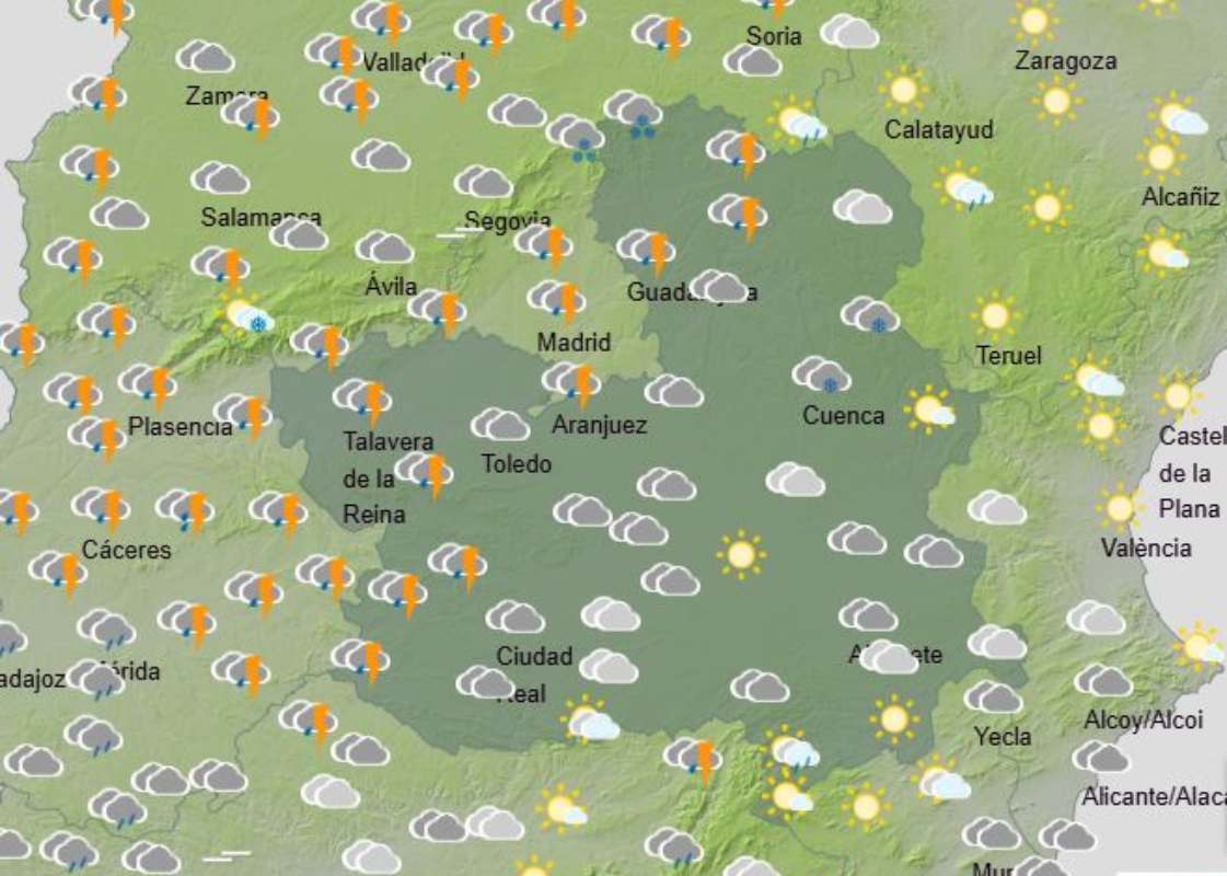 Mapa de previsión de la Aemet para el sábado 22 de marzo.