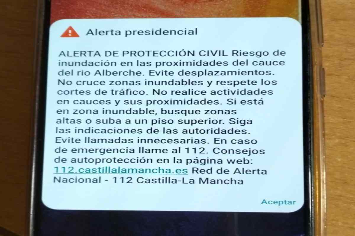 Imagen del mensaje que han recibido en Talavera y comarca.